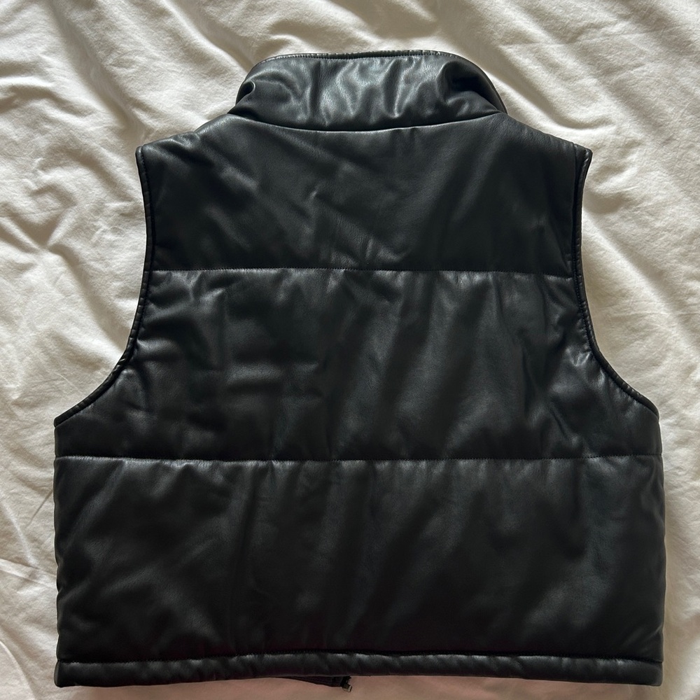 Anthropologie Faux Leather Crop Puffer Vest - Picture 12 of 12